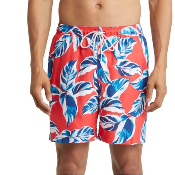 NWT TOMMY BAHAMA
Naples Harbor Leaves Swim Trunks in Apple Blossom - Picture 1 of 6